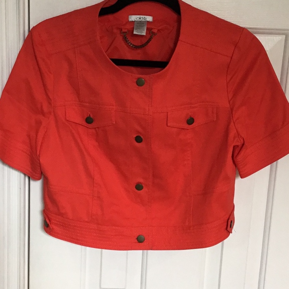 Cache Red Cropped Spring/Summer Jacket